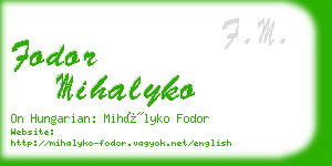 fodor mihalyko business card